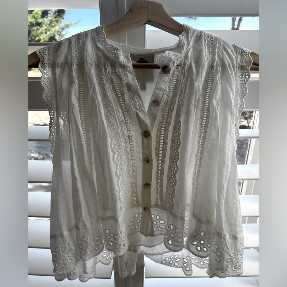 FARM Rio white lace blouse small